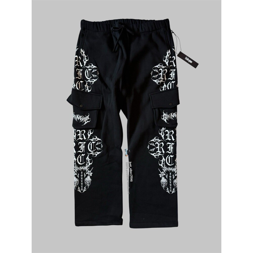 Civil Regime Concrete Sin Wide Leg Cargo Fleece Joggers Pants Men’s 2XL NWT
